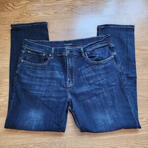 Lucky Brand Jeans Mens Size 36x30 Dark Wash Straight Leg Mid Rise Blue Denim